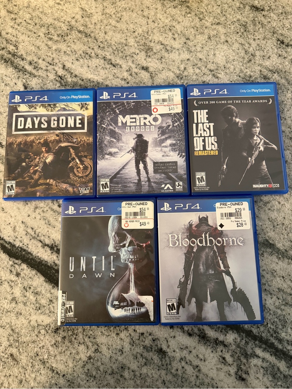 Bundle of 5 preowned PS4 games